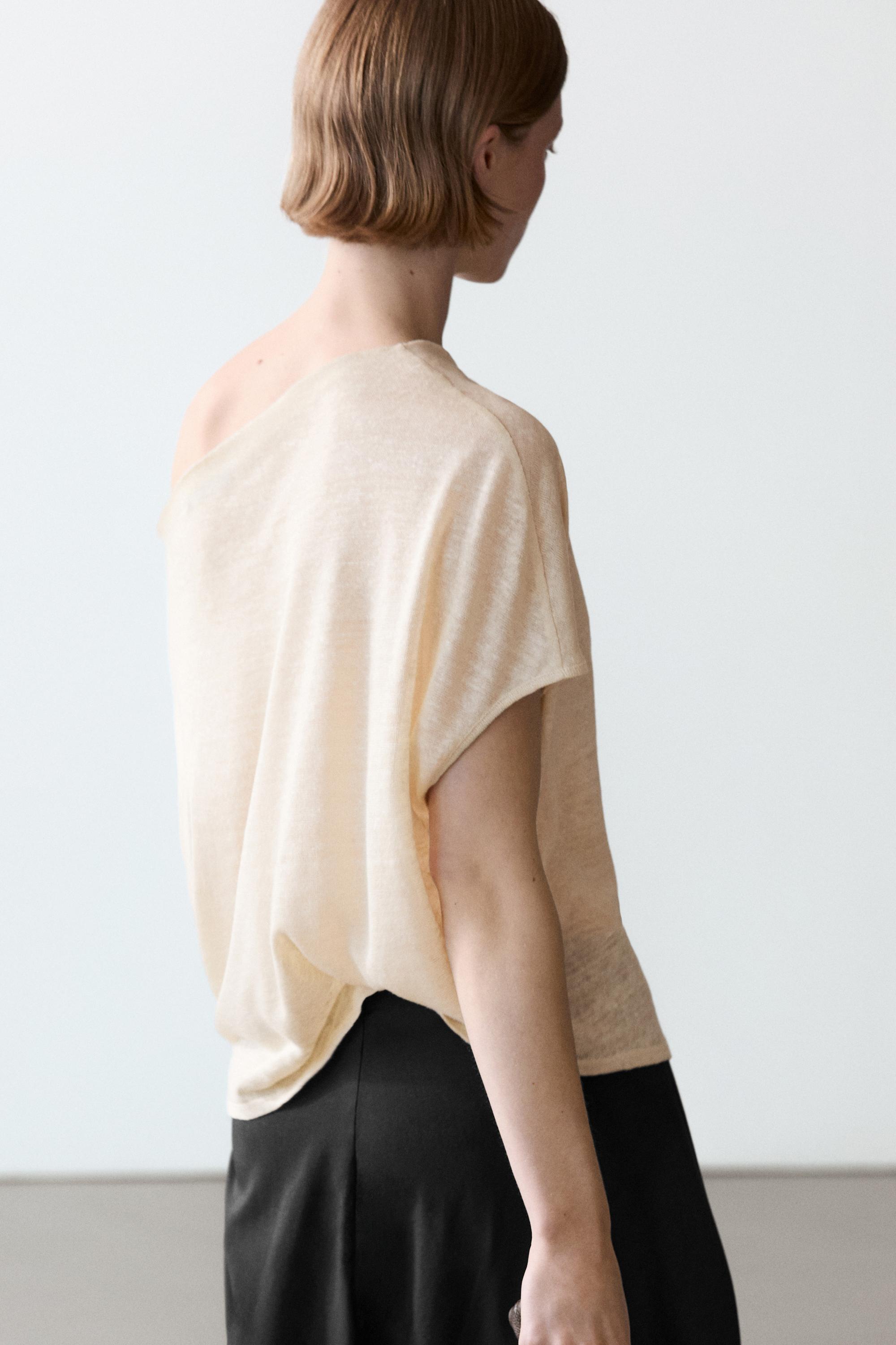 Cape cropped asymétrique en lin mélangé